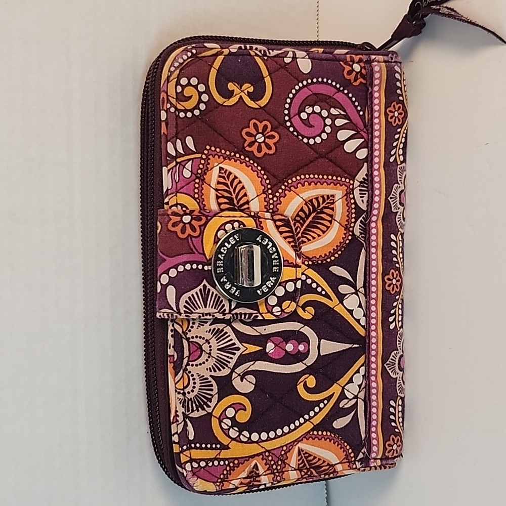 Vera Bradley purple & orange pattern wallet. - Picture 3 of 12